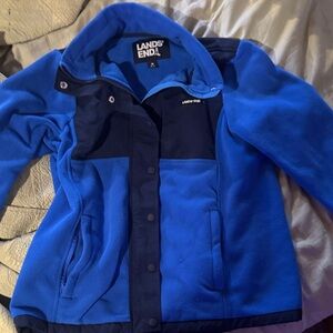 Lands' End Royal Blue Fleece Outerwear